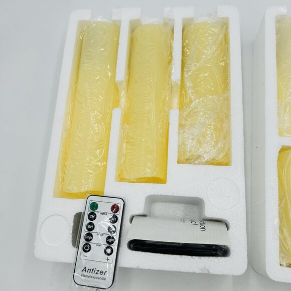 Set of 9 Flickering Pillar LED Flameless Candles Battery Operated with Remote - Picture 3 of 6